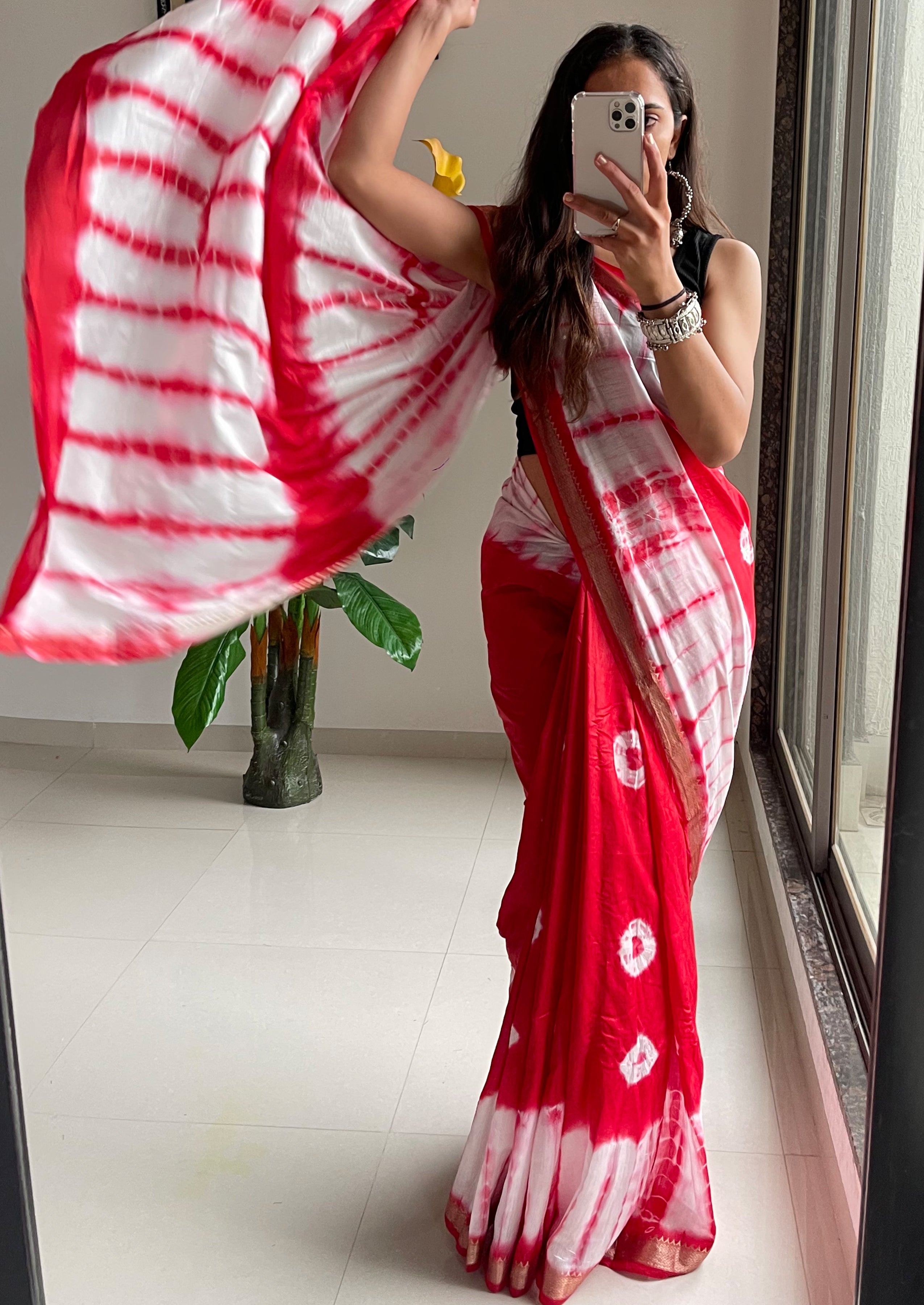SELFI32 PRIMIUM MASLIN SILK NECHRAL SOFT MATIRYAL JACQUARD BORDER RED SAREE