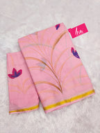 SELFI33 SOFT MASLIN COTTON WITH HEVY ZARI BODAR BABY PINK SAREE