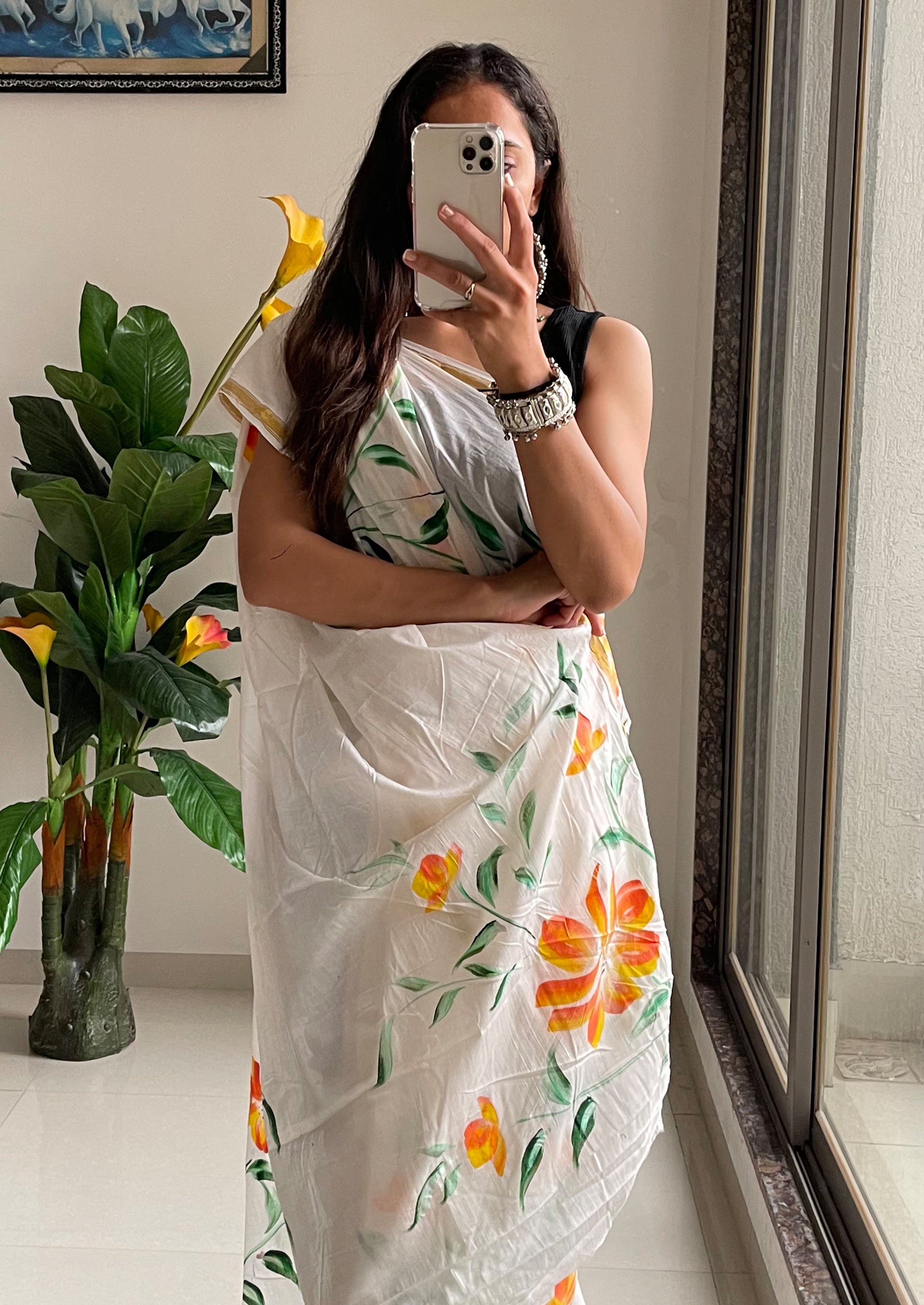 SELFI34 SOFT MASLIN COTTON WITH HEVY ZARI BODAR WHITE SAREE