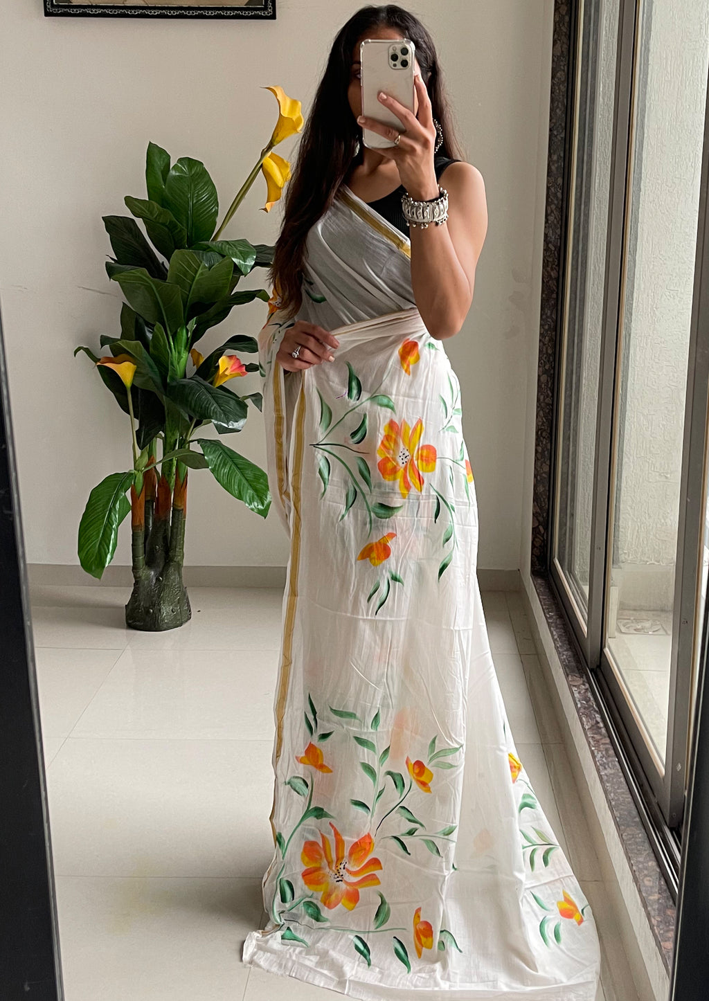 SELFI34 SOFT MASLIN COTTON WITH HEVY ZARI BODAR WHITE SAREE