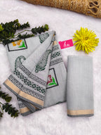 SELFI3 PRIMUM ORIGINAL LINEN WITH ZARI BODAR GREY SAREE