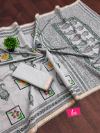 SELFI3 PRIMUM ORIGINAL LINEN WITH ZARI BODAR GREY SAREE