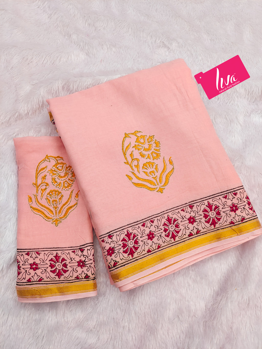 SELFI9 SOFT MASLIN COTTON WITH HEVY ZARI BODAR PINK PEACH SAREE