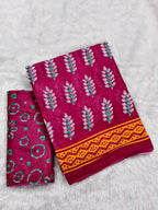 SITARA PURE MULMUL COTTON HAND BLOCK PRINTD PINK SAREE