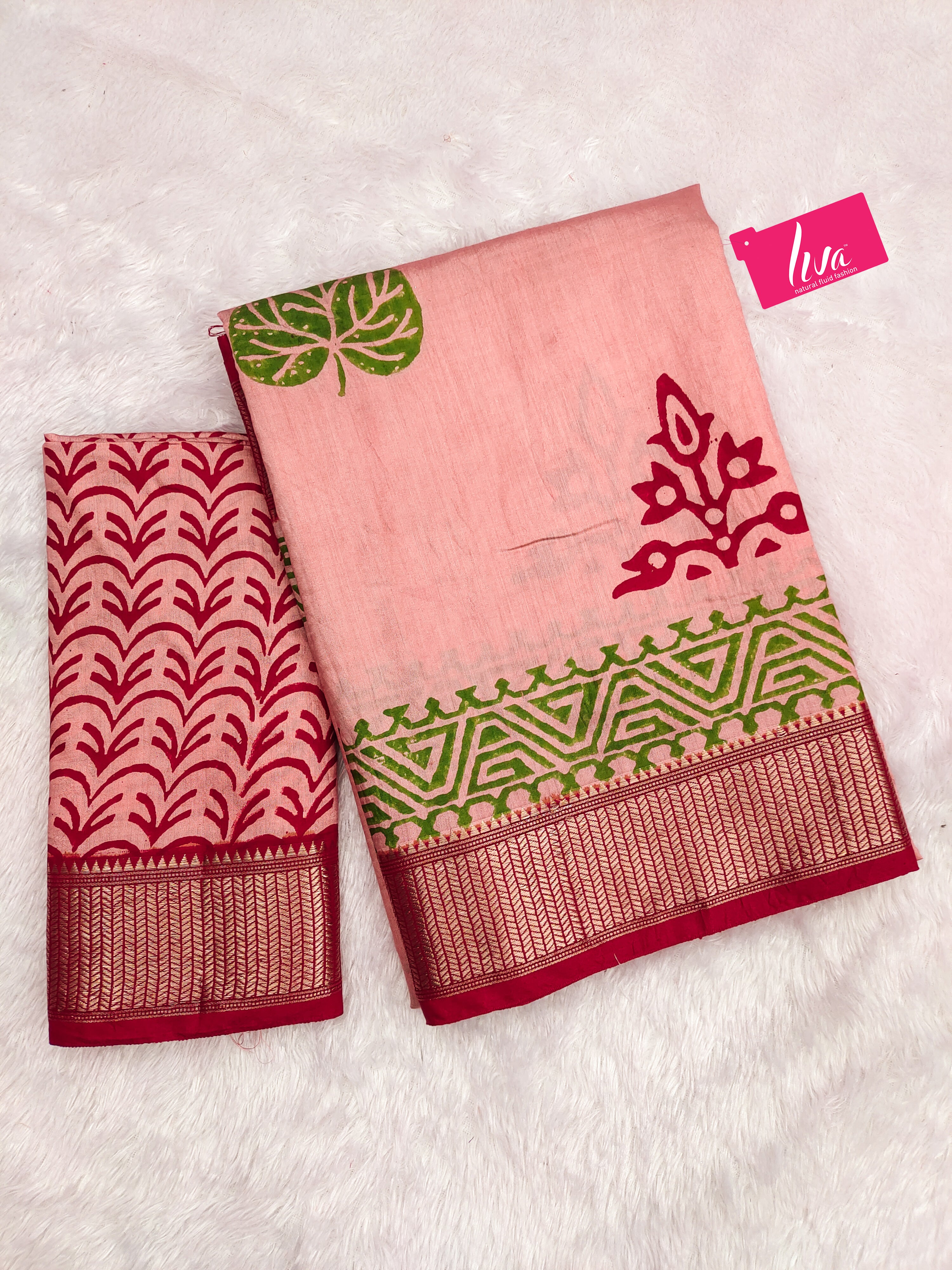 SUTRA3 NATURAL CELLULOSE NYLON AND VISCOSE HAND BLOCK SUTRA SILK DUSTY PINK SAREE