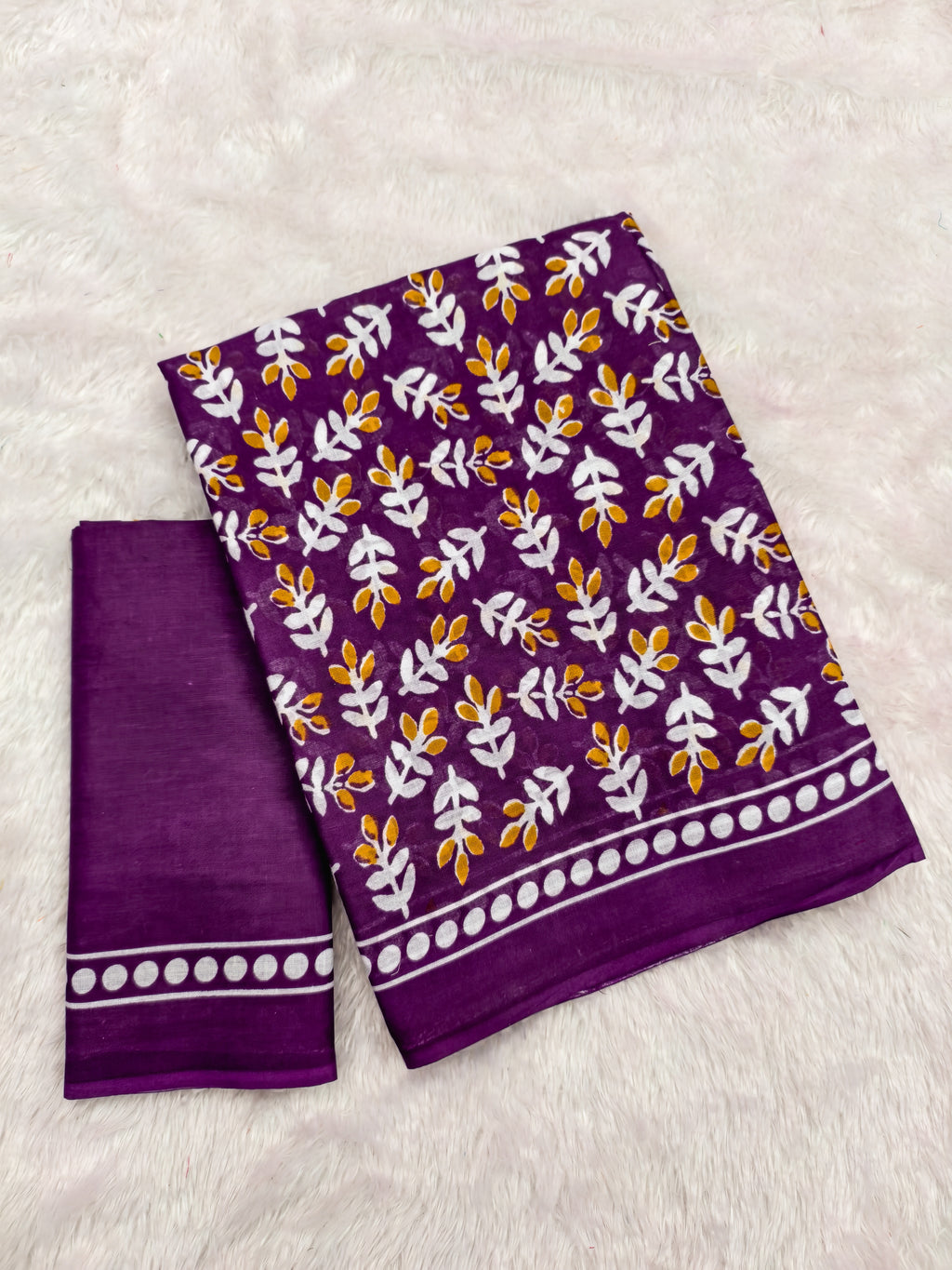 TAAPTI PURE MULMUL COTTON HAND PRINTD PURPLE SAREE