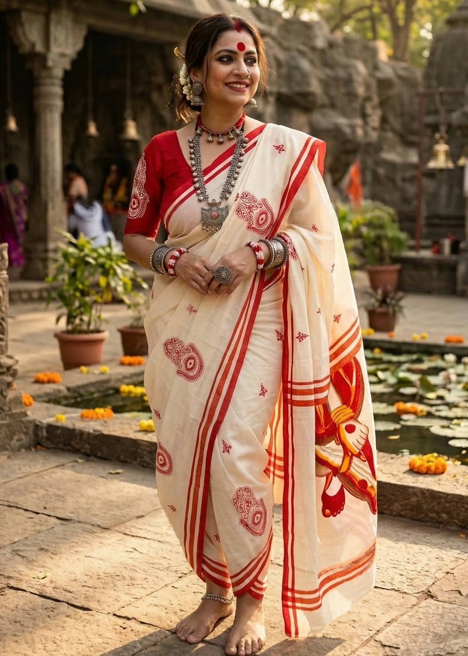 BAGRU BLOCK PRINT MULMUL COTTON MULMUL MULTICOLOR SAREE WITH BLOUSE