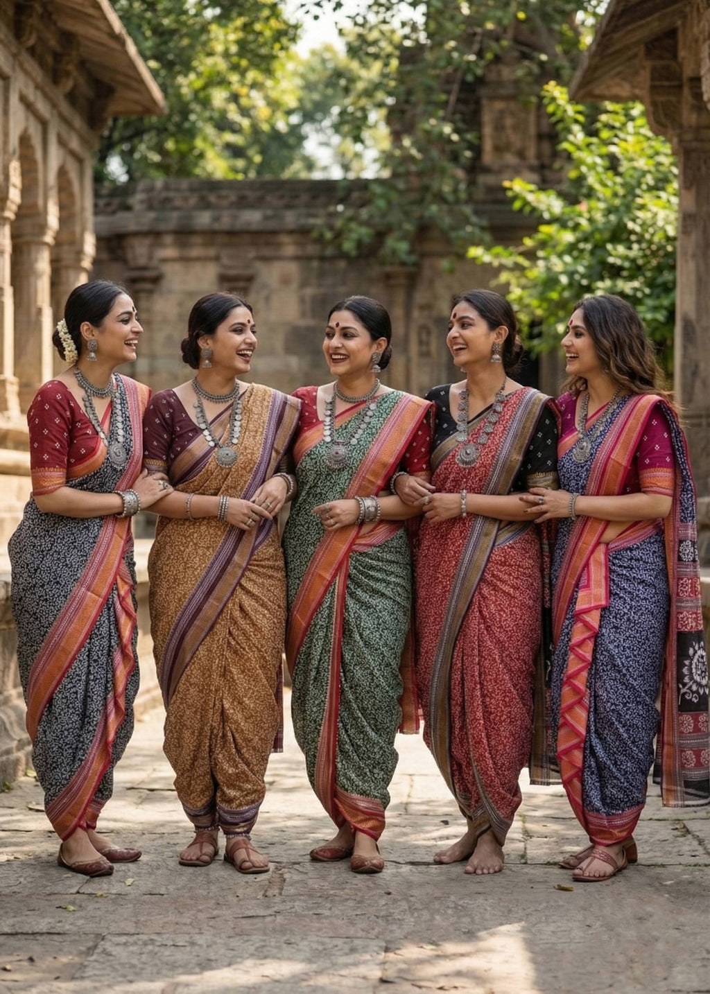 BAGRU BANDHANI MULMUL COTTON HEVY ZARI BORDAR PRINTED RED SAREE WITH BLOUSE