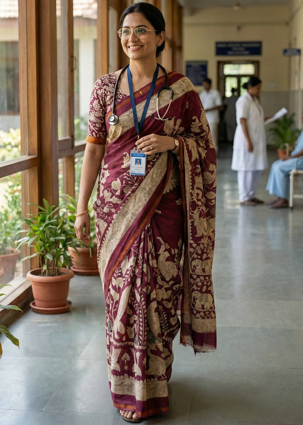 SOFT MASLIN MULMUL COTTON WITH HEVY ZARI BODAR MAROON SAREE WITH BLOUSE