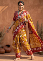 SOFT MASLIN MULMUL COTTON WITH HEVY ZARI BORDER YELLOW SAREE WITH BLOUSE