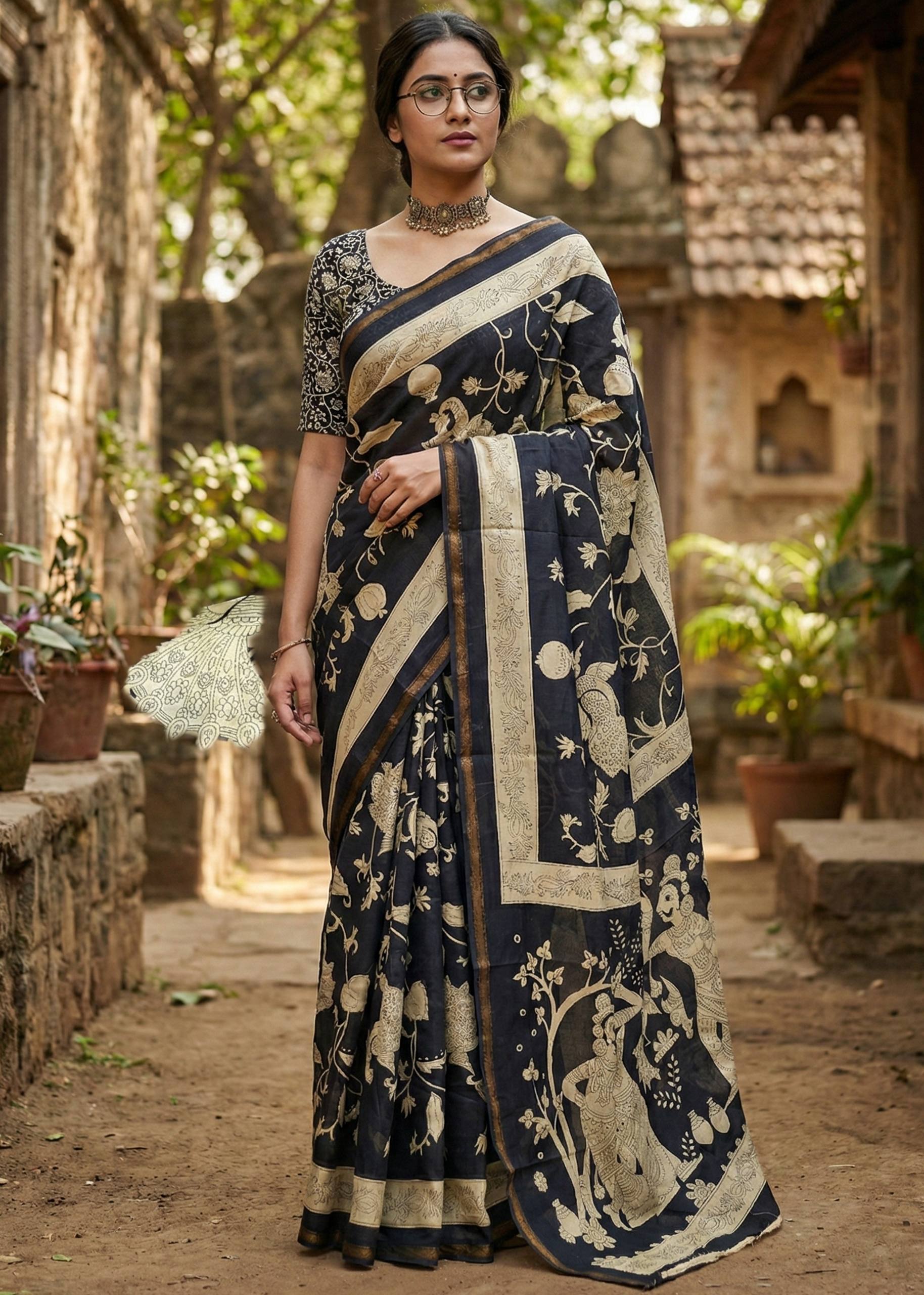 SOFT MASLIN  MULMUL COTTON WITH HEVY ZARI BORDER BLACK SAREE WITH BLOUSE