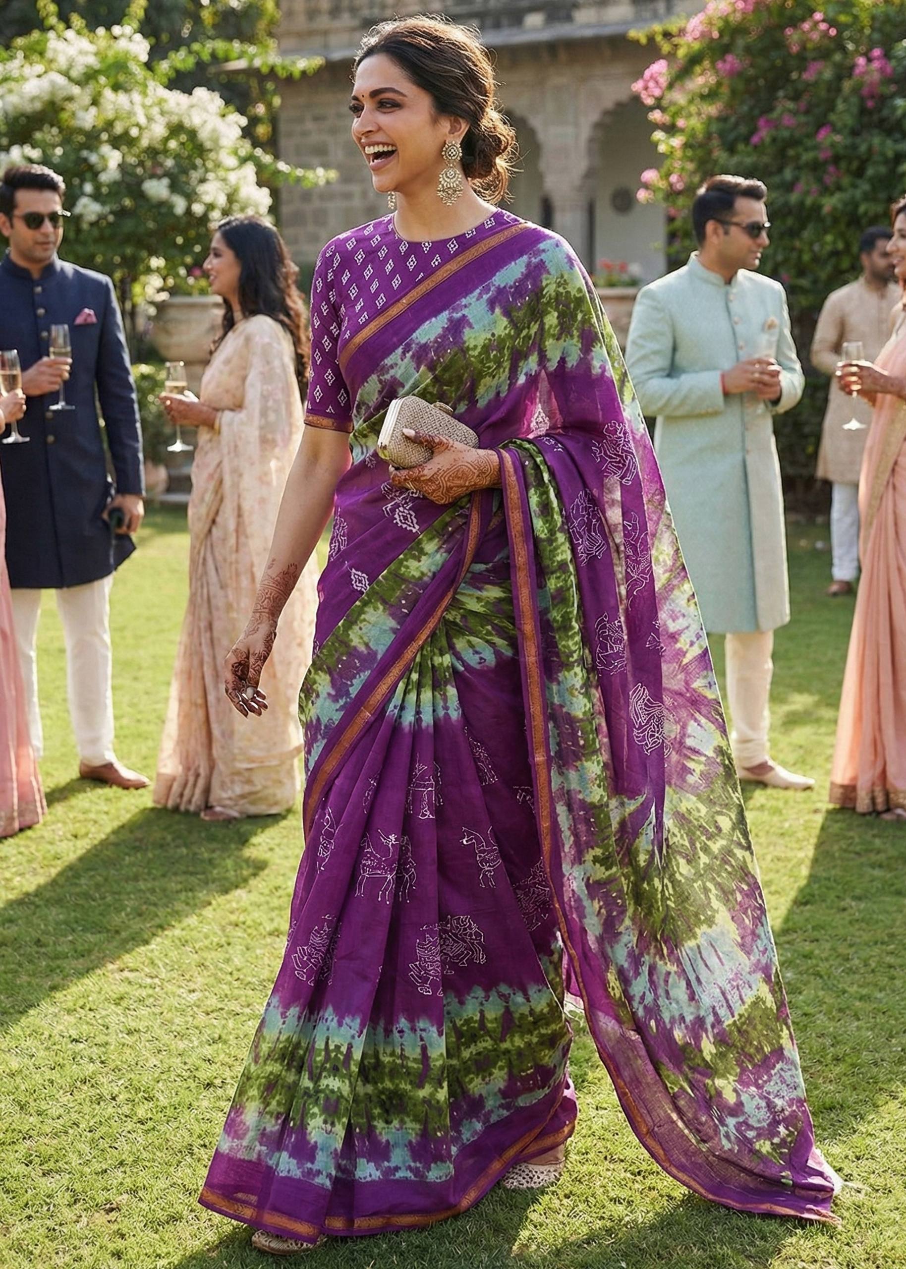 SOFT MASLIN MULMUL COTTON WITH HEVY ZARI BORDER PURPLE SAREE WITH BLOUSE