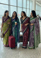 PURE MULMUL COTTON IKKAT PRINT PURPLE SAREE WITH BLOUSE