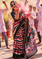 SOFT MASLIN COTTON WITH HEVY ZARI BORDER RED SAREE WITH BLOUSE