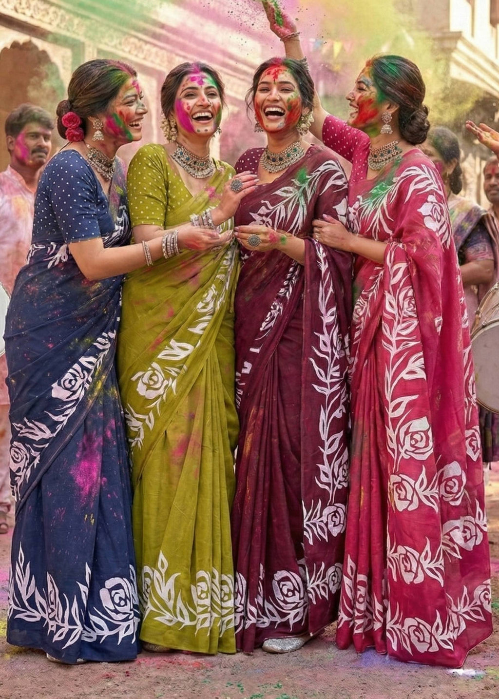PURE MULMUL COTTON HAND BLOCK FLORAL PRINT MAROON SAREE WITH BLOUSE