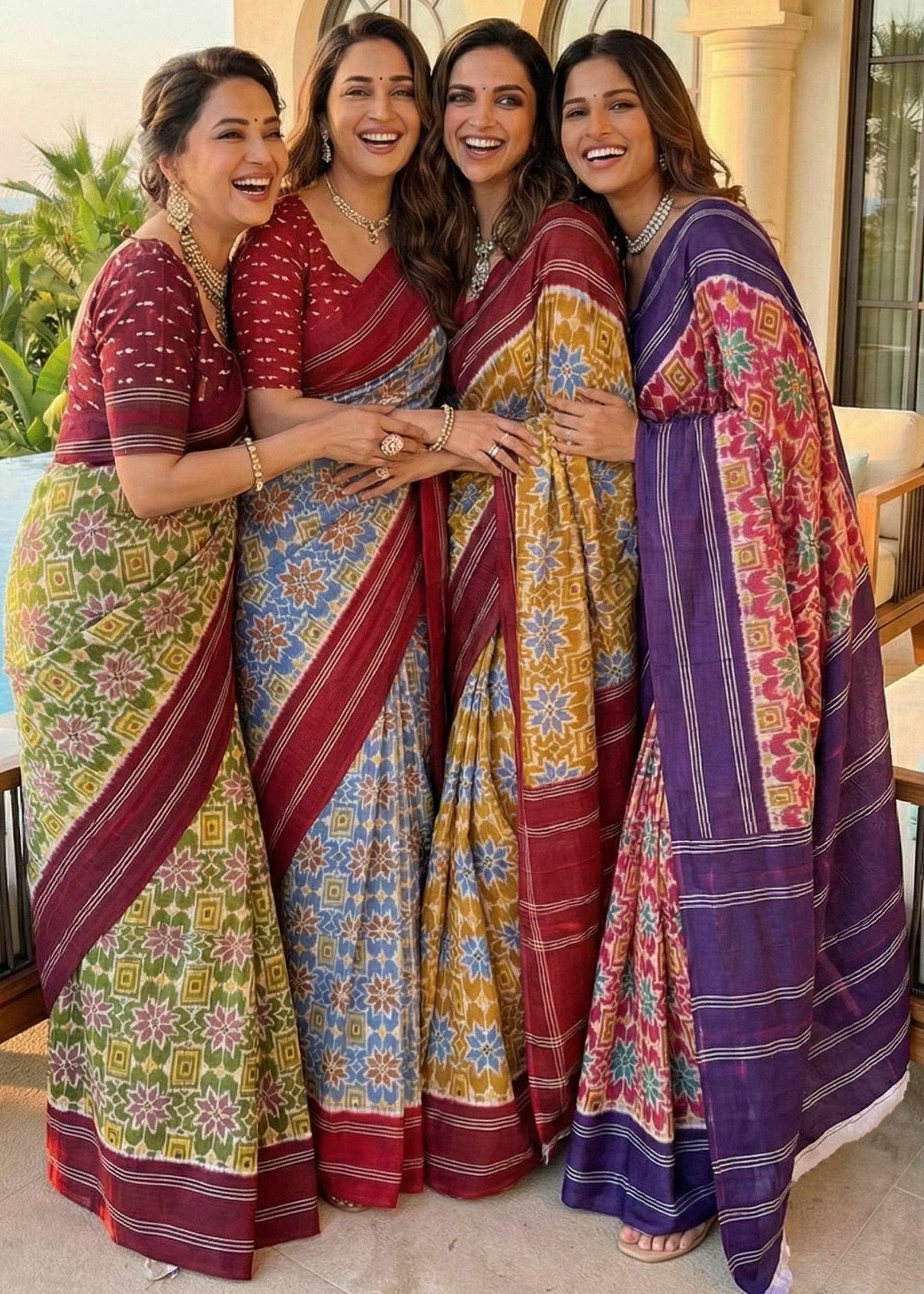 PURE MULMUL COTTON IKKAT PRINT BLUE SAREE WITH BLOUSE