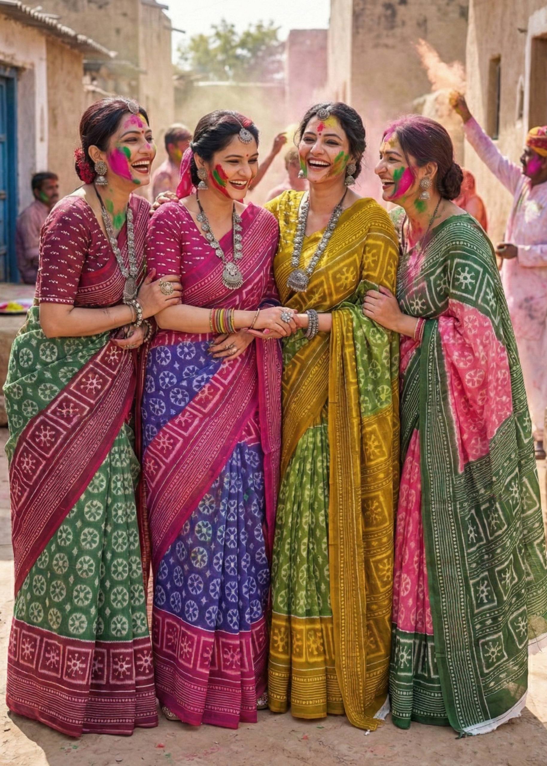 PURE MULMUL COTTON IKKAT PRINT MEHANDI GREEN SAREE WITH BLOUSE