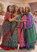 PURE MULMUL COTTON IKKAT PRINT BLACK SAREE WITH BLOUSE