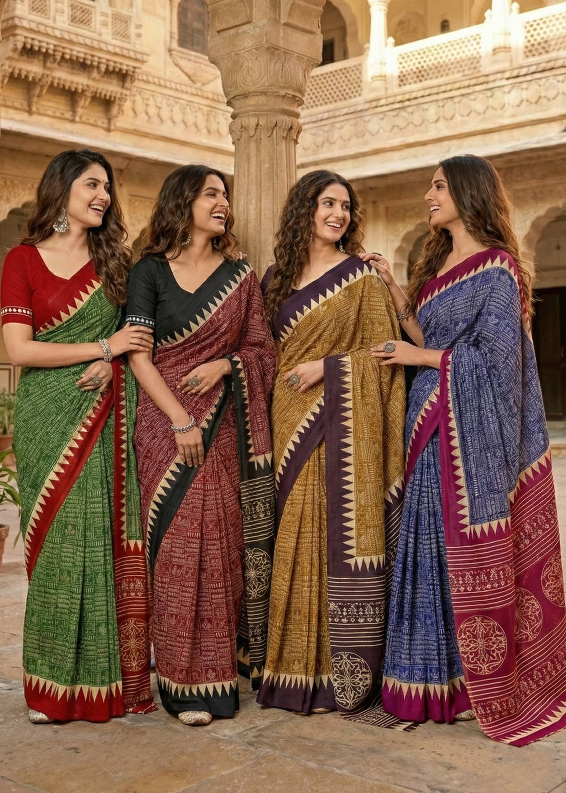 PURE MULMUL COTTON SANSKRIT MANTRAS BLOCK PRINT MAROON SAREE WITH BLOUSE