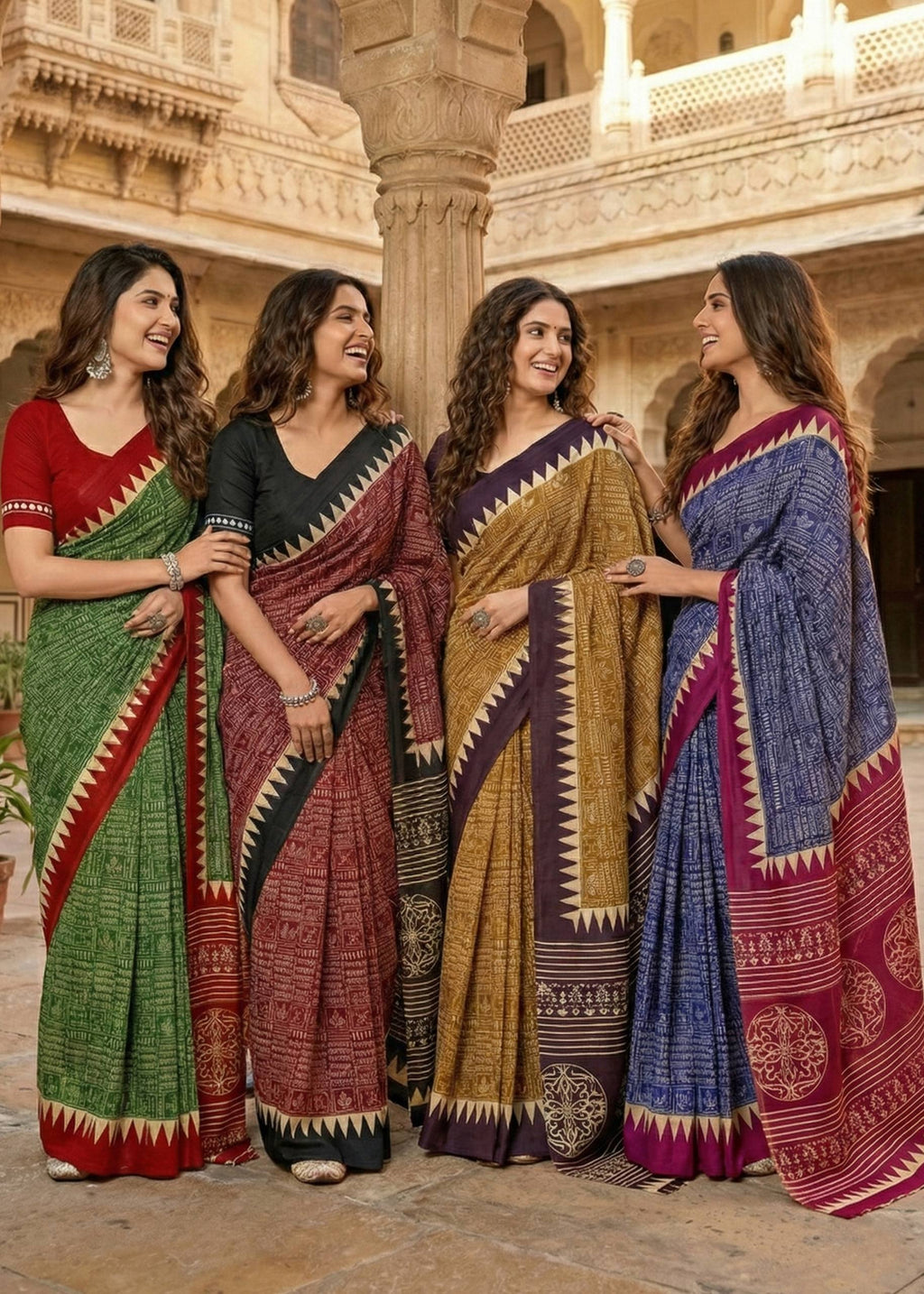 PURE MULMUL COTTON SANSKRIT MANTRAS BLOCK PRINT MUSTURD SAREE WITH BLOUSE