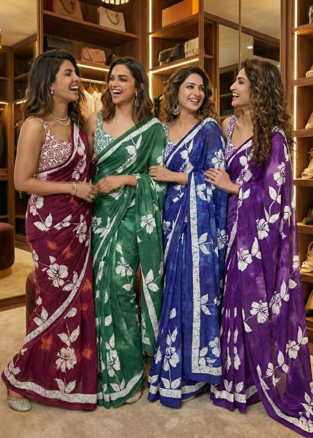 PURE SOFT COTTON HAND BAGRU PRINT MAROON SAREE WITH BLOUSE