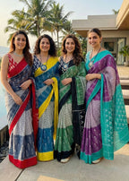 PURE SOFT COTTON IKKAT PRINT PURPLE SAREE WITH BLOUSE
