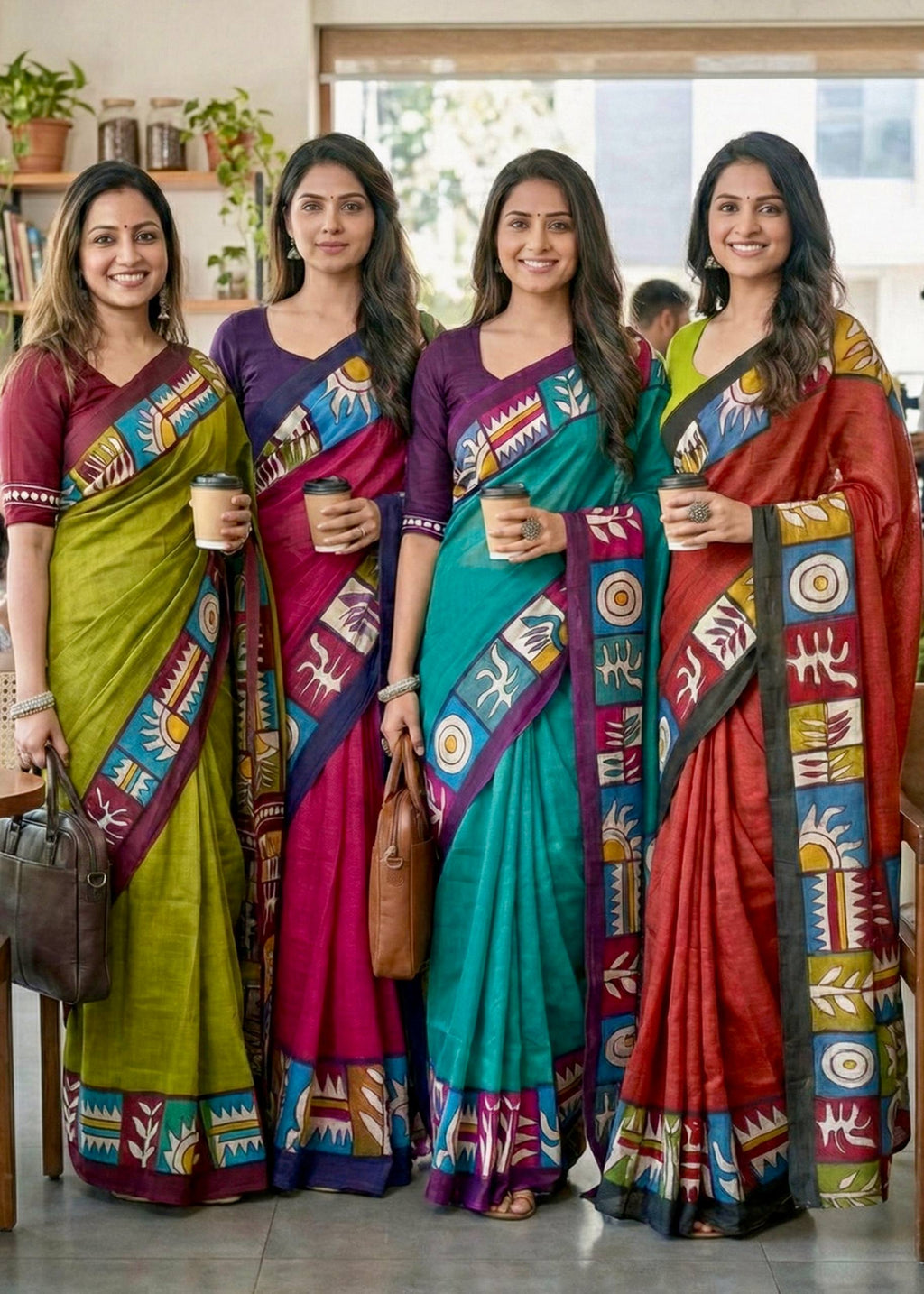 PURE COTTON JAIPURI BAGRU BLOCK PRINT TEAL SAREE WITH BLOUSE