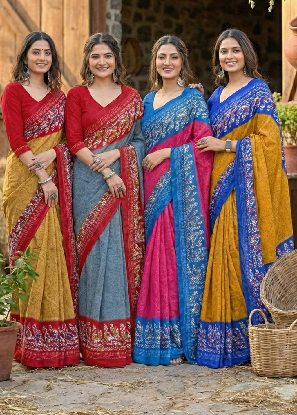 PURE SOFT COTTON BATIK BLOCK PRINT PINK SAREE WITH BLOUSE