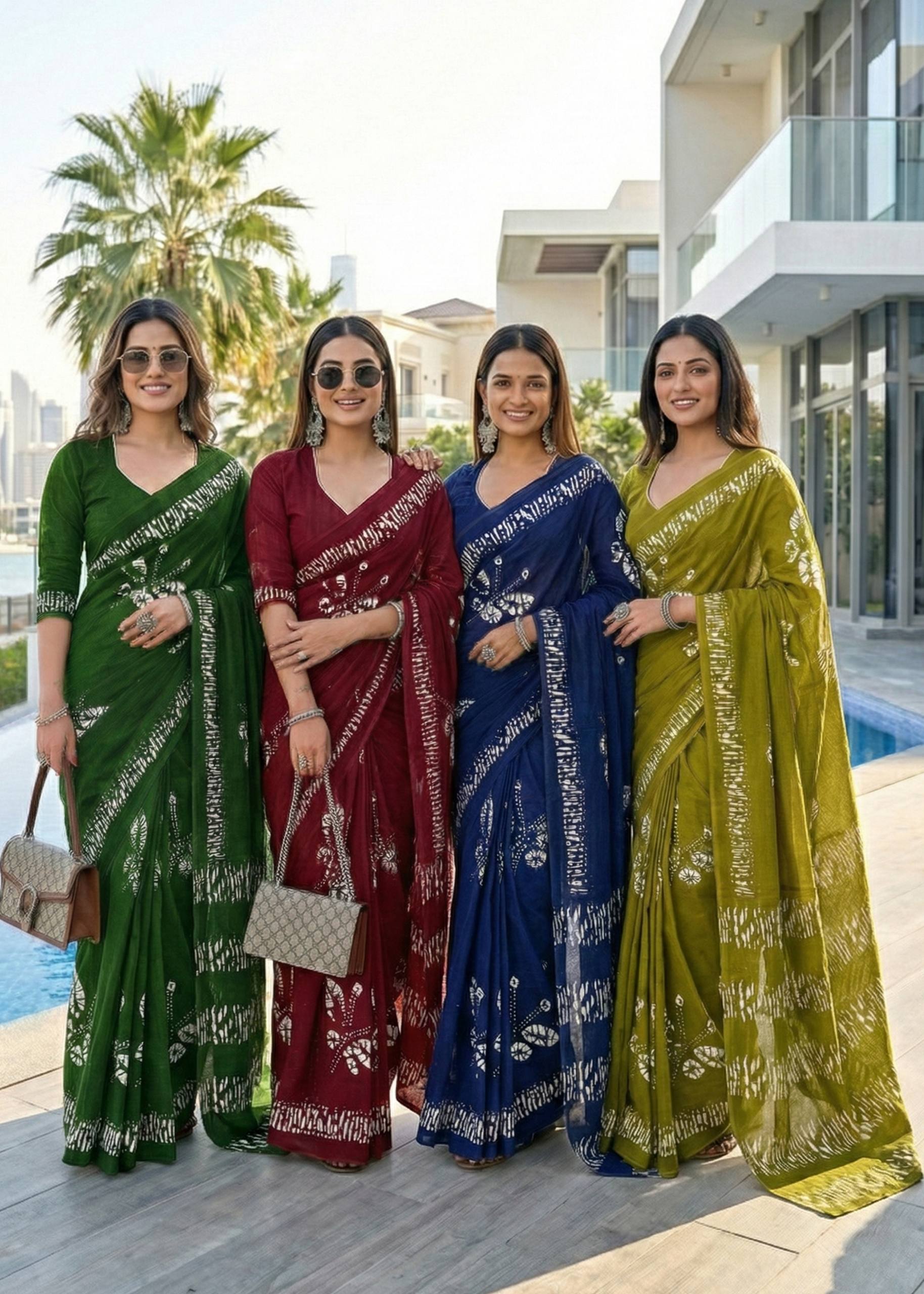 PURE SOFT COTTON BAGRU BLOCK PRINT MAROON SAREE WITH BLOUSE