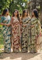 PURE KALAMKARI MULMUL COTTON HAND BLOCK PRINT MAROON SAREE WITH BLOUSE