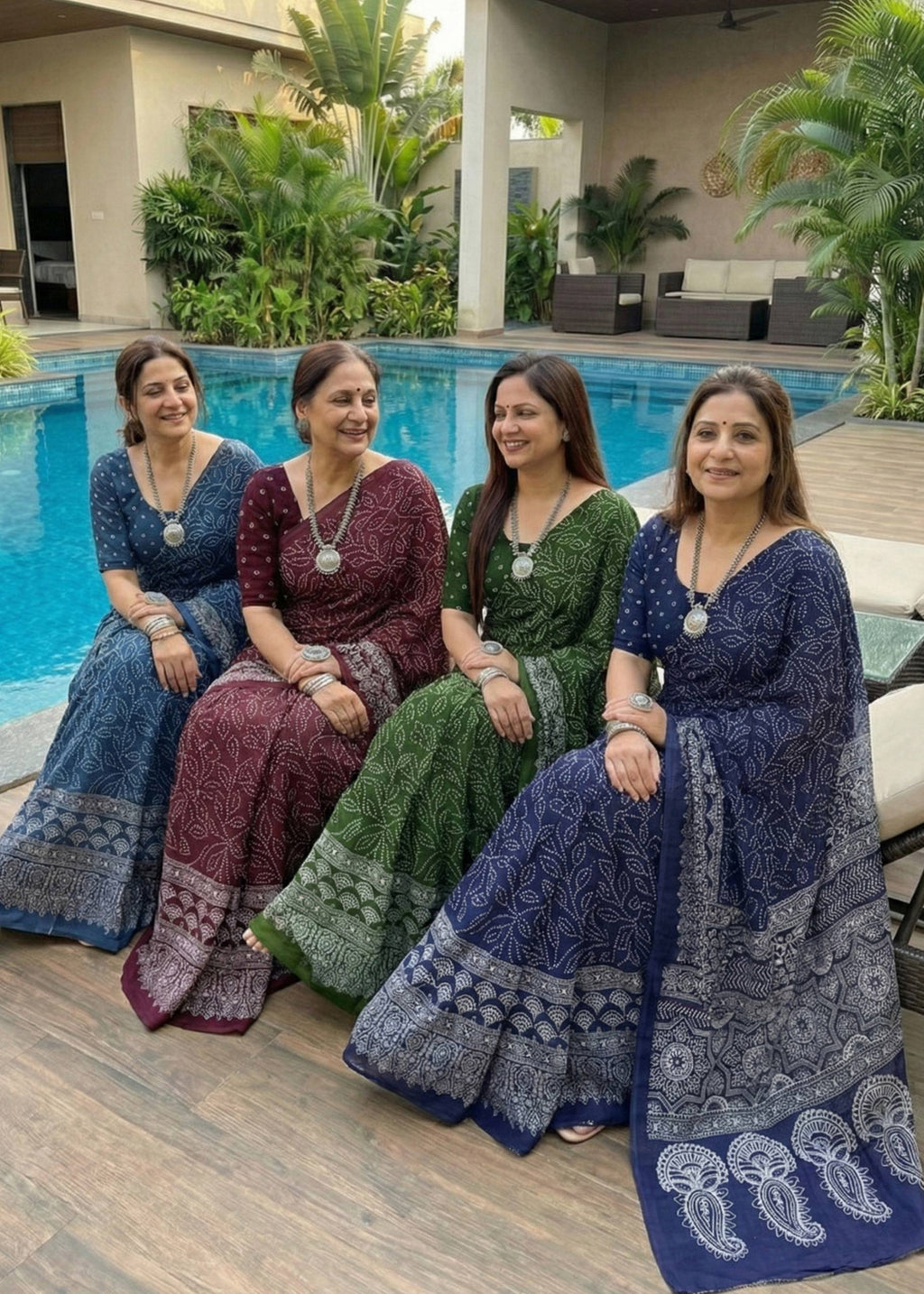 SOFT PURE COTTON BANDHANI BLOCK PRINT GREEN SAREE WITH BLOUSE