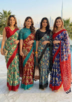 SOFT PURE COTTON HAND BAGRU PRINT GREEN SAREE WITH BLOUSE