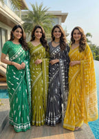 SOFT PURE COTTON BAGRU BLOCK PRINT MEHANDI GREEN SAREE WITH BLOUSE