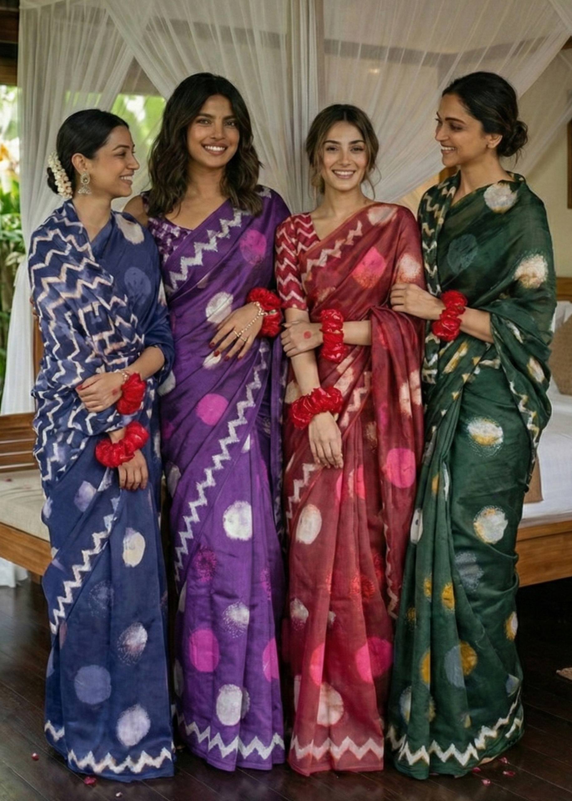SOFT PURE COTTON SHIBORI PRINT GREEN SAREE WITH BLOUSE