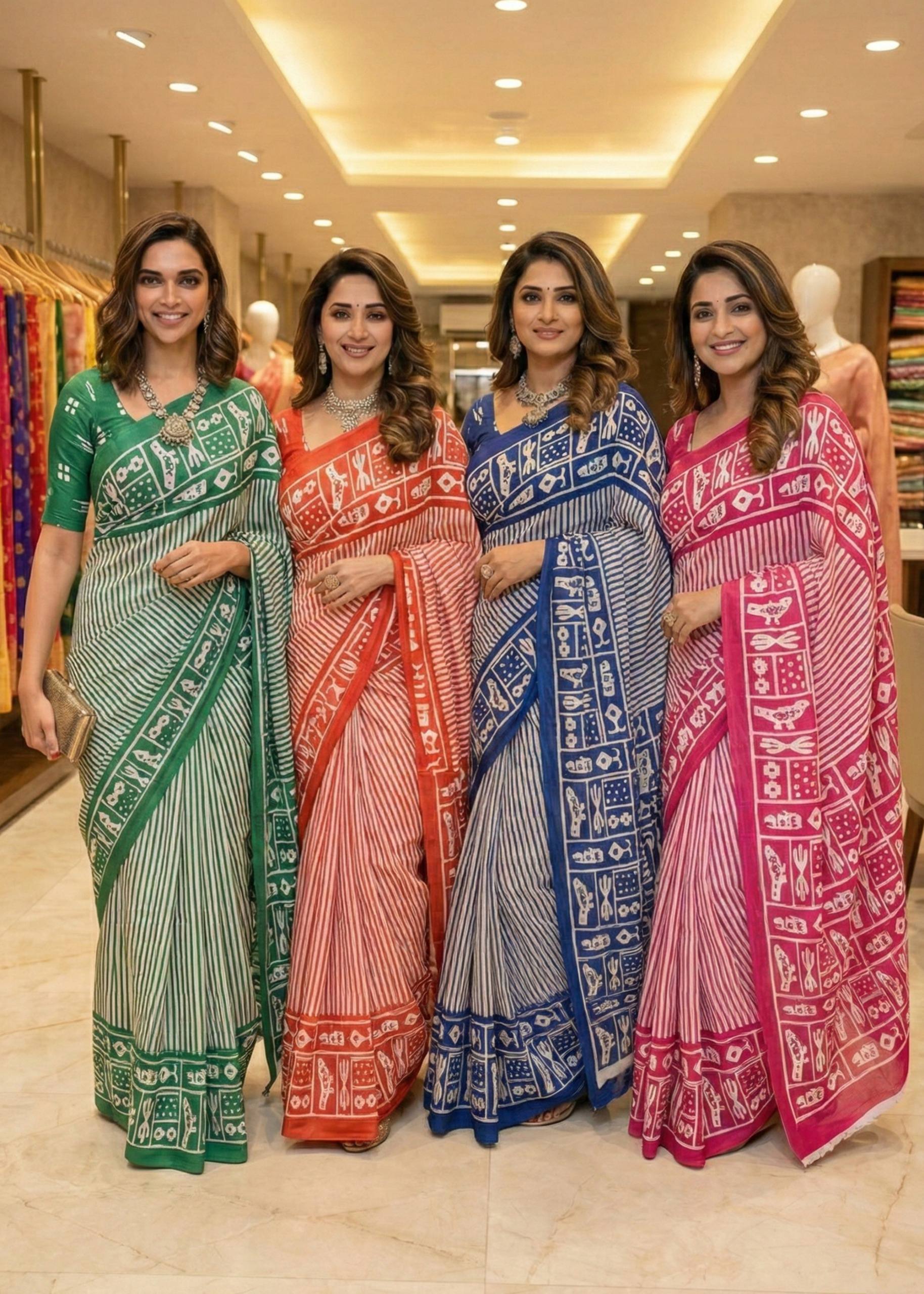 SOFT PURE COTTON SANGANERI PRINT PINK SAREE WITH BLOUSE
