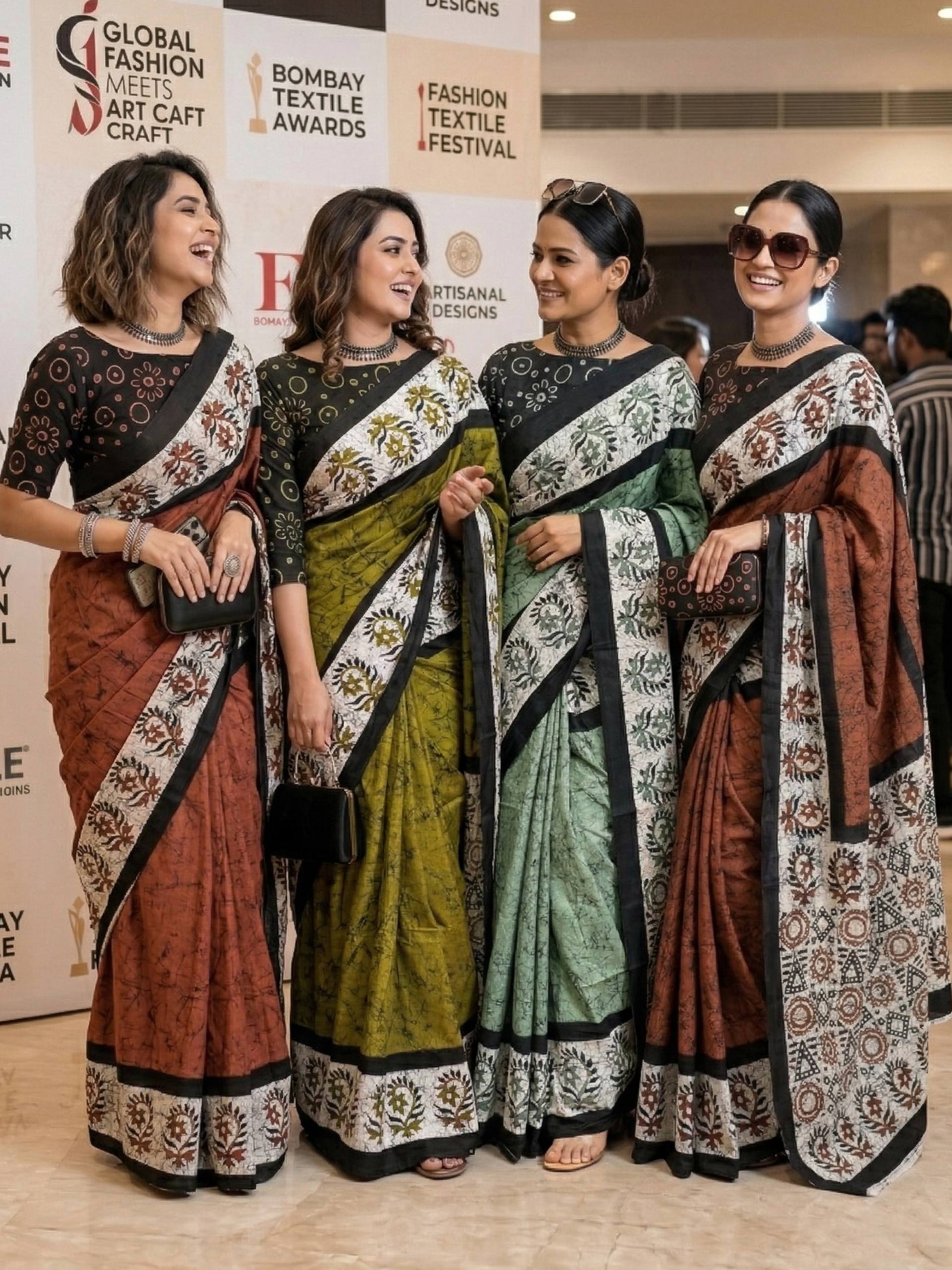 PURE SOFT MULMUL COTTON HAND BATIK STYLE MEHANDI GREEN SAREE WITH BLOUSE