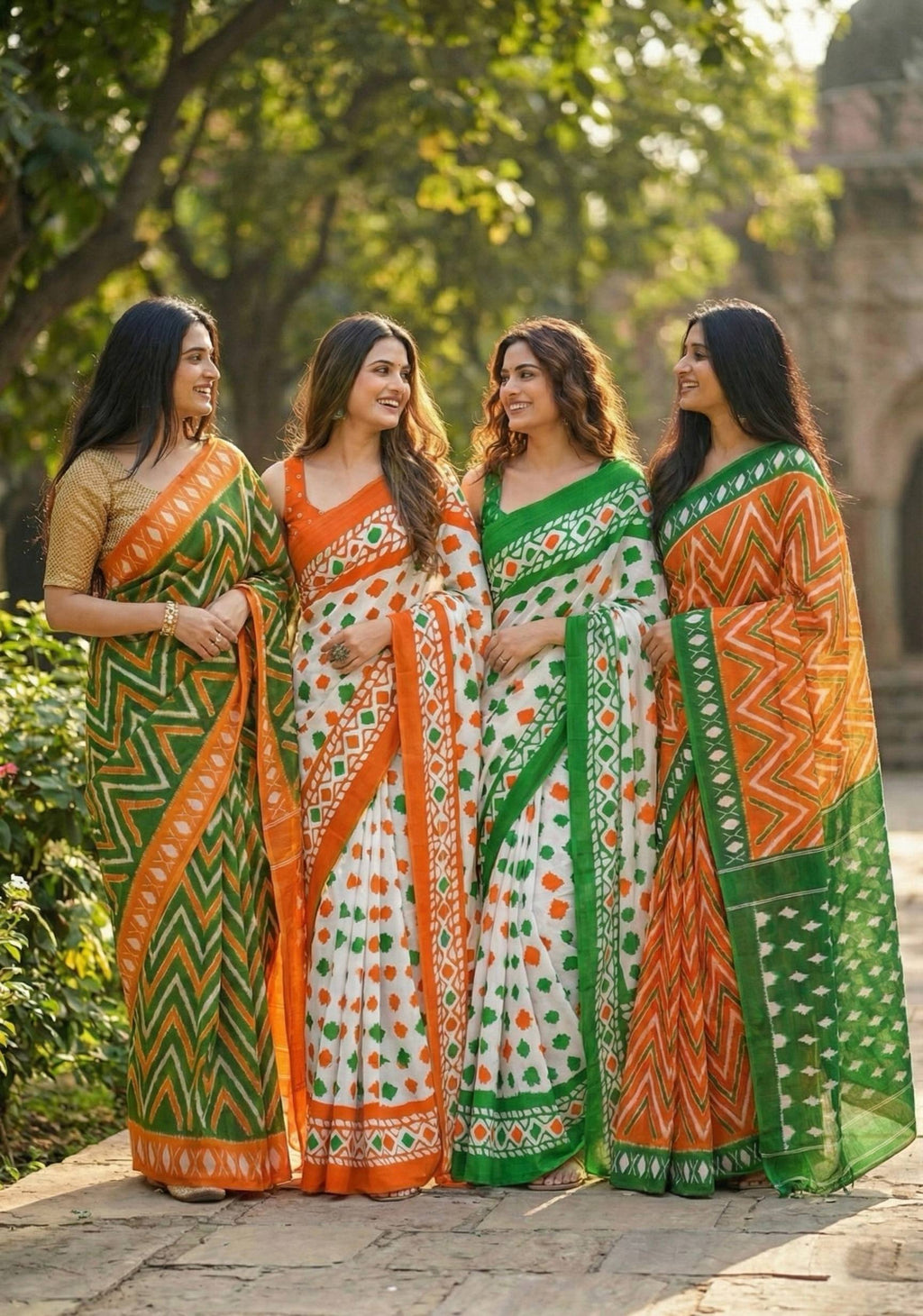 PURE SOFT COTTON BLOCK PRINT MEHANDI GREEN SAREE WITH BLOUSE