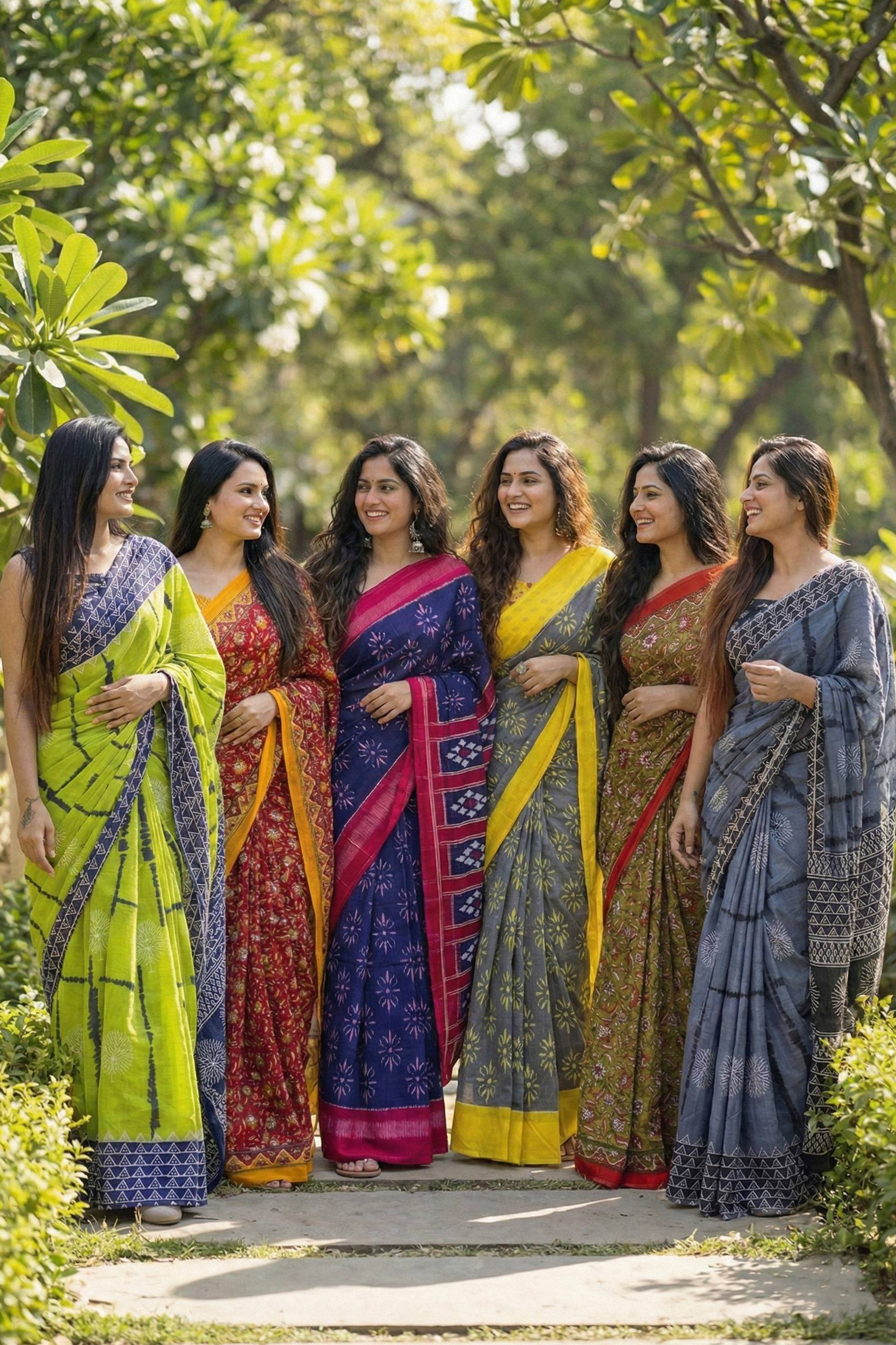 PURE SOFT COTTON JAIPURI BLOCK PRINT GREY SAREE WITH BLOUSE