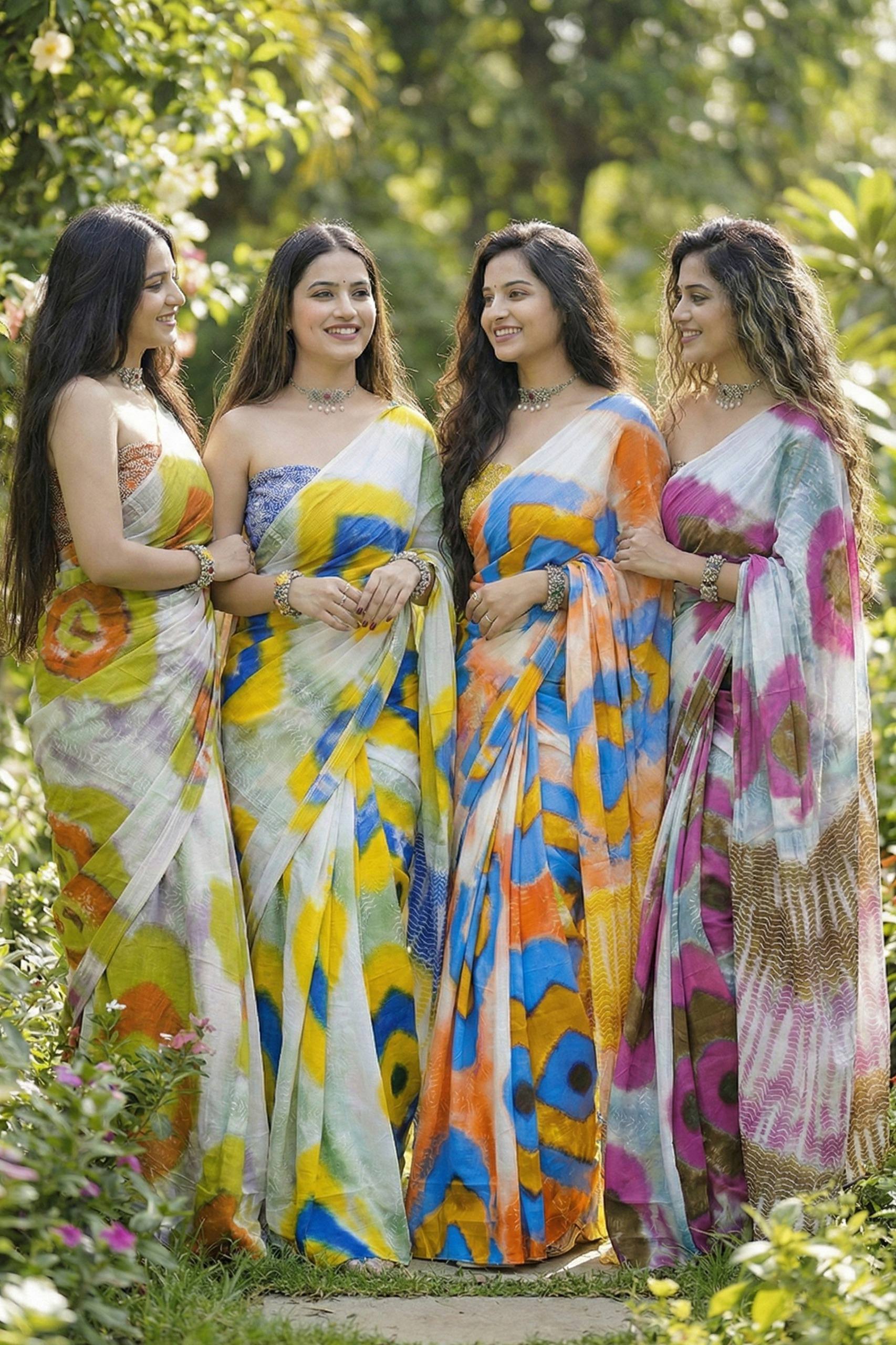JAIPURI BAGRU BLOCK PRINT COTTON MULMUL BLUE AND YELLOW SAREE WITH BLOUSE