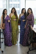BAGRU BLOCK PRINT MULMUL COTTON MEHANDI GREEN SAREE WITH BLOUSE
