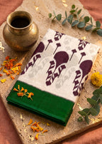 PREMIUM MULMUL COTTON BLEND MAROON AND GREEN SAREE WITH BLOUSE