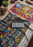 PURE MULMUL COTTON KALMKARI HAND BLOCK PRINT ULTRA SOFT & LIGHTWEIGHT GREEN SAREE WITH BLOUSE