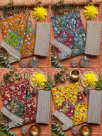 PURE MULMUL COTTON KALMKARI HAND BLOCK PRINT ULTRA SOFT & LIGHTWEIGHT ORANGE SAREE WITH BLOUSE