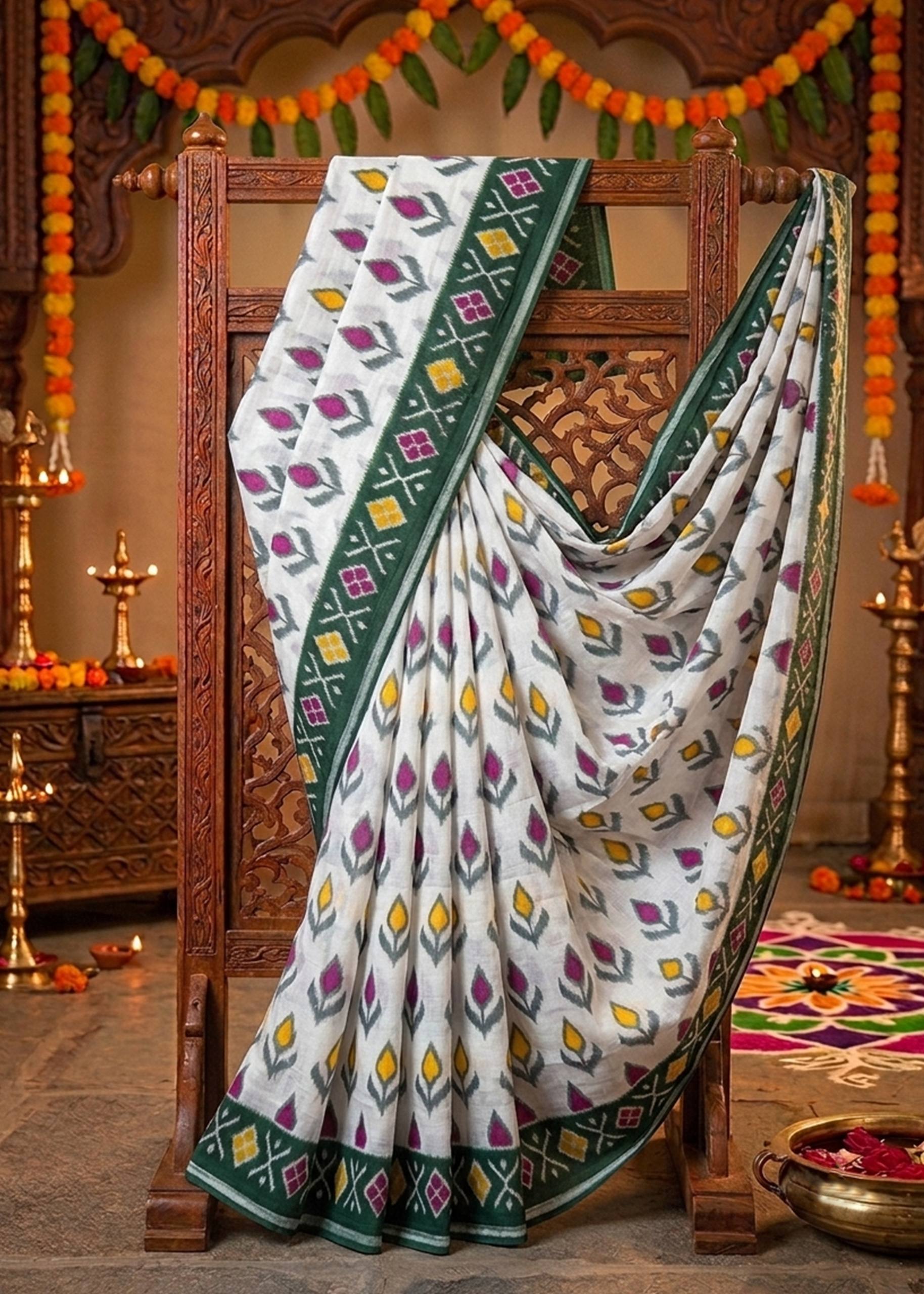 PURE SOFT COTTON JAIPUR BLOCK PRINT SAREE WITH BLOUSE