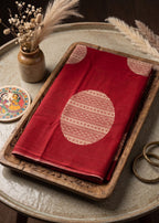 PRIMUM BAGRU BLOCK PRINT COTTON  MULMUL RED SAREE WITH BLOUSE