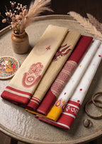 PRIMUM BAGRU BLOCK PRINT COTTON  MULMUL BEAGE SAREE WITH BLOUSE