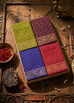 VIRASAT PRINTS PREMIUM SOFT COTTON BLUE SAREE WITH BLOUSE