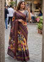 MULMUL SOFT MASLIN COTTON WITH HEVY ZARI BODAR PURPLE SAREE WITH BLOUSE
