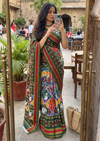 MULMUL SOFT MASLIN COTTON WITH HEVY ZARI BODAR GREEN SAREE WITH BLOUSE