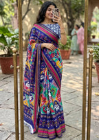 MULMUL SOFT MASLIN COTTON WITH HEVY ZARI BODAR BLUE SAREE WITH BLOUSE